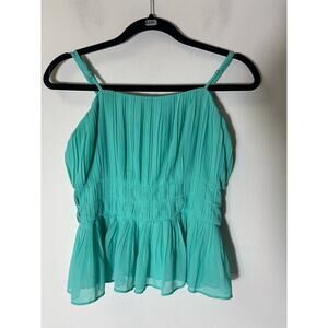 The Pants Store Sea Green Strappy Pleated Flowy Top Sz S
